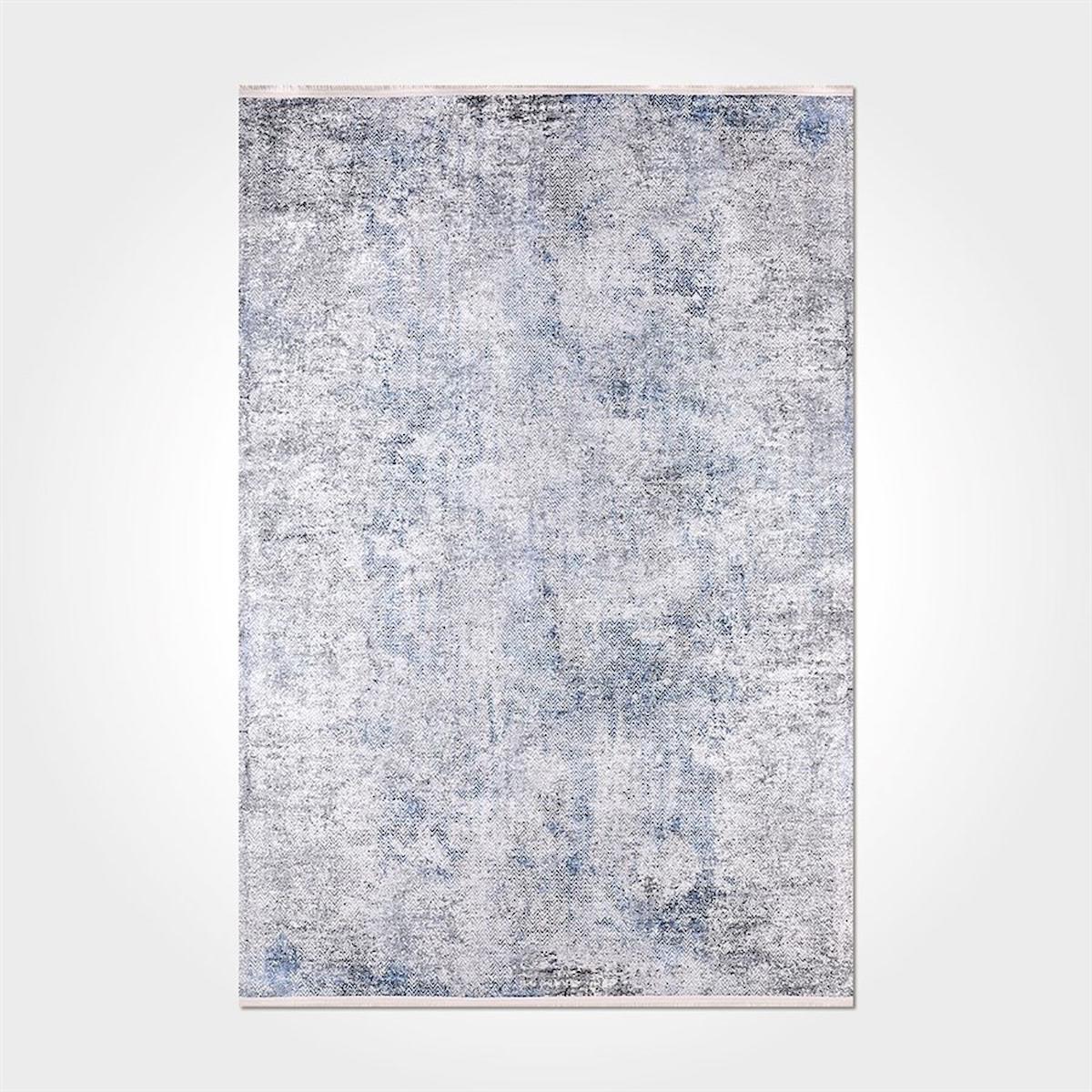 Crea Halı 2179PC Mavi Pamuk-Polyester Yıkanabilir İnce Kaymaz Pamuk Taban Soyut Temalı Dikdörtgen Makine Dokuma Salon Halısı 180x280 cm