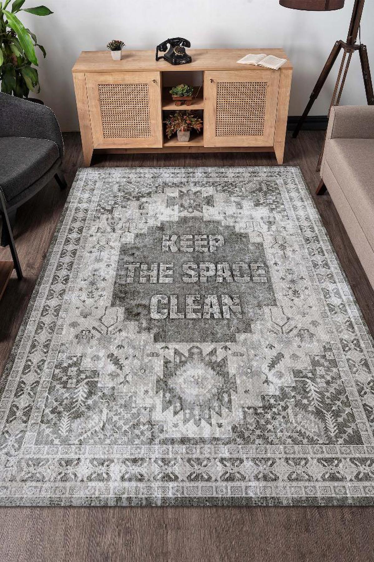 Homshtag Alanı Temiz Tut Krem 4 mm Pamuk Antistatik Yıkanabilir İnce Kaymaz Dikdörtgen Makine Dokuma Salon Halısı 156x230 cm