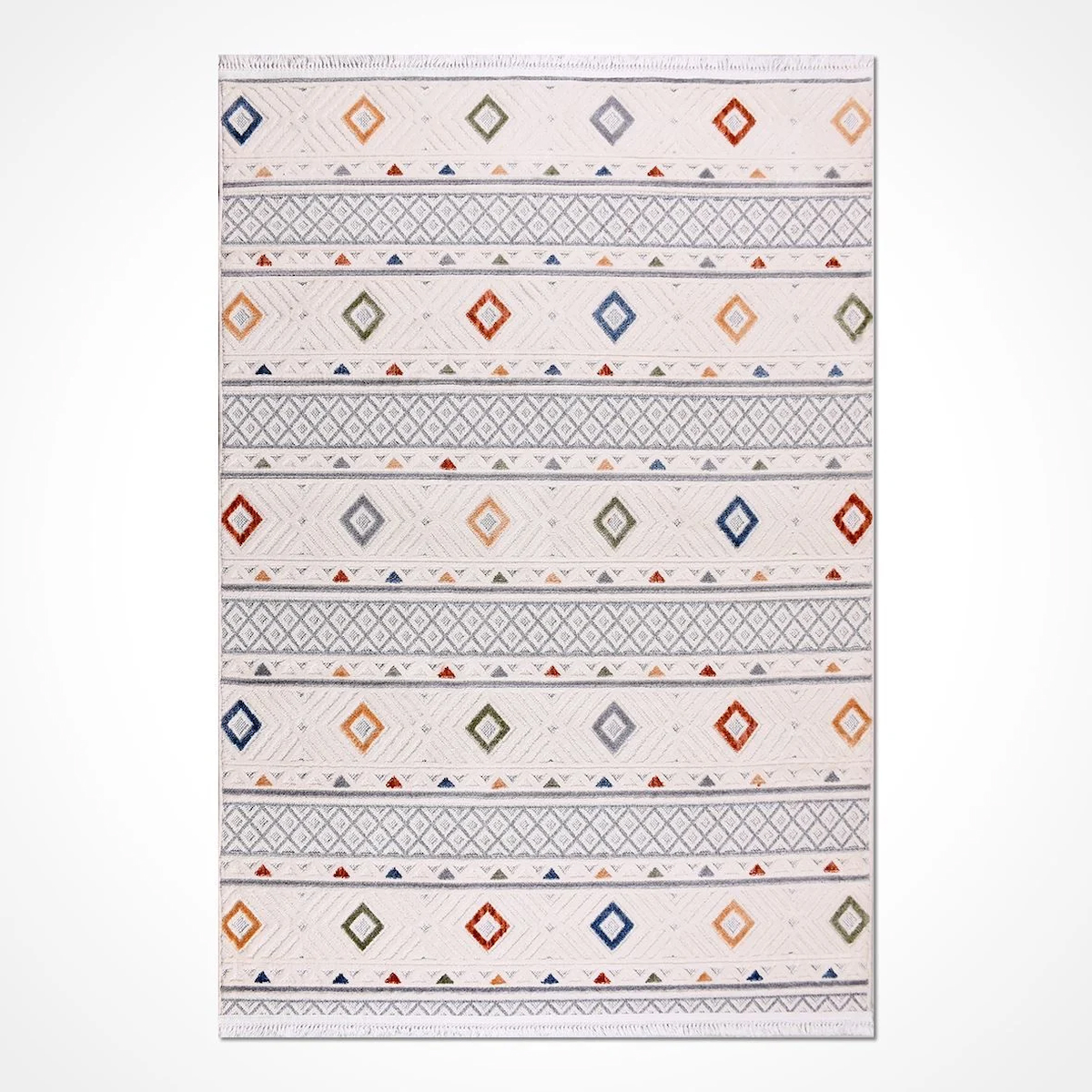 Crea Halı Malta MA01K Krem 4 mm Polyester Antibakteriyel Yıkanabilir İnce Dikdörtgen Makine Dokuma Salon Halısı 100x120 cm