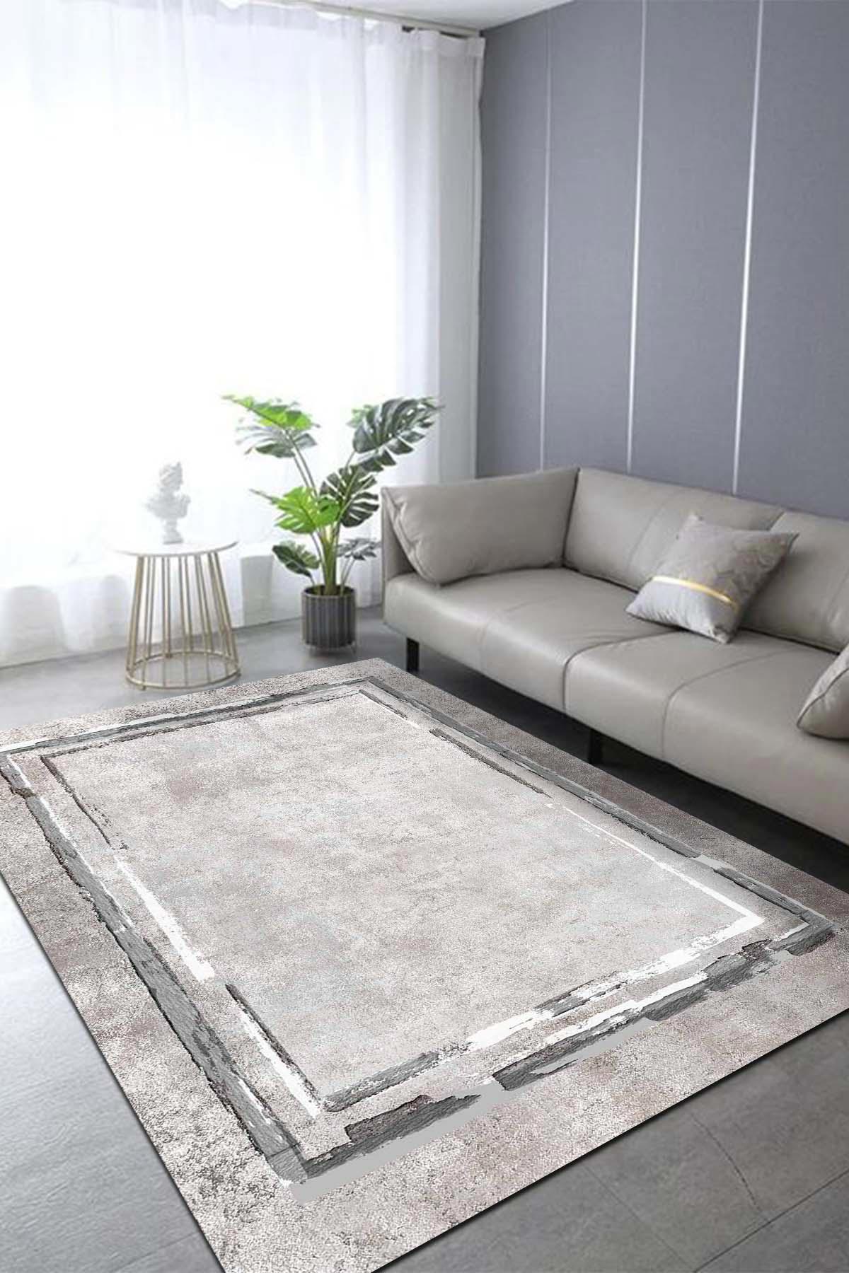 İlyaki Home Lareny Krem 0.5 mm Pamuk Antibakteriyel Yıkanabilir İnce Kaymaz Pamuk Taban Dikdörtgen Makine Dokuma Salon Halısı 200x290 cm
