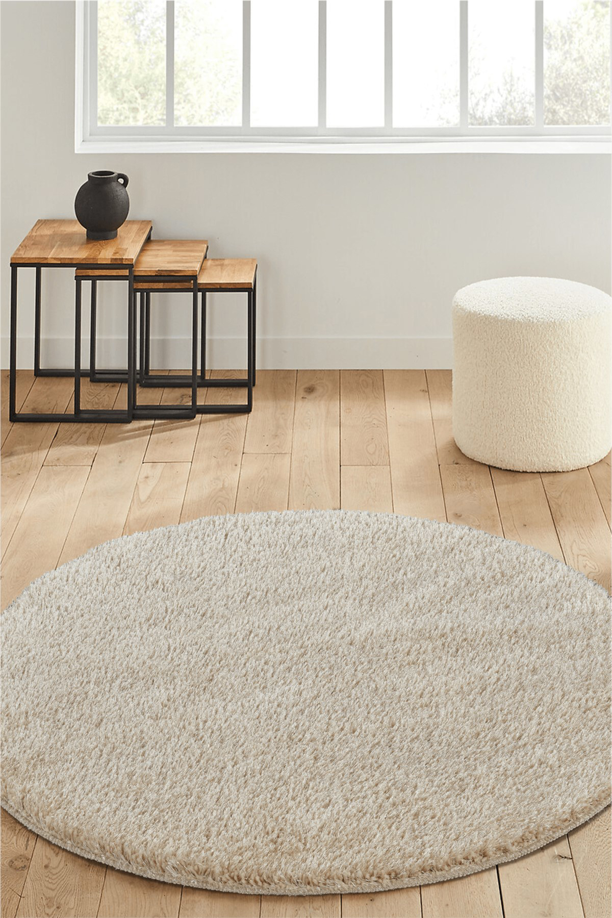 Eurobano Synergy Krem 25 mm Polyester Yıkanabilir Kalın Kaymaz Lateks Taban Yuvarlak Makine Dokuma Çocuk Odası-Salon-Yatak Odası Halısı 80x300 cm