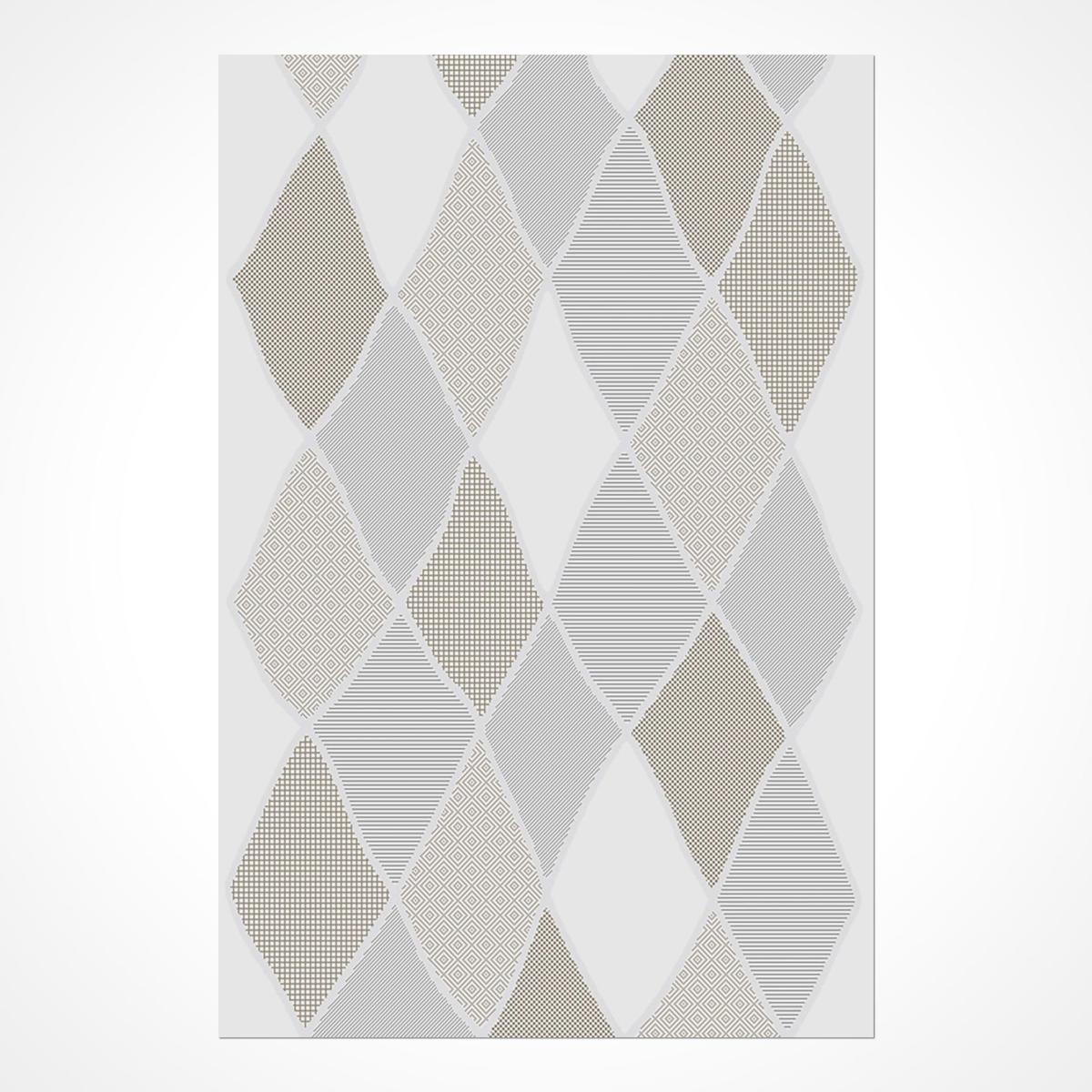Crea Halı İbiza 11711 Krem 11 mm Polyester Toz Tutmaz Yıkanabilir Orta Geometrik Dikdörtgen Makine Dokuma Salon Halısı 120x220 cm