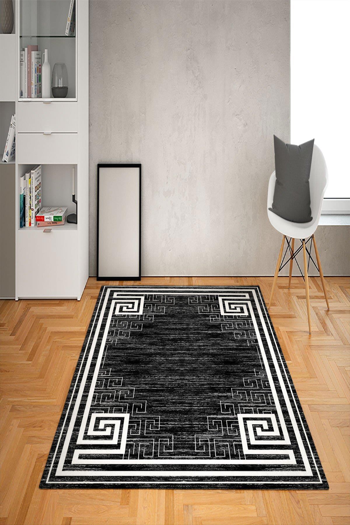Doruklar Home Collection Çok Renkli 0.7 mm Polyester Antibakteriyel Yıkanabilir Kalın Kaymaz Taban Dikdörtgen Makine Dokuma Salon Halısı 180x180 cm