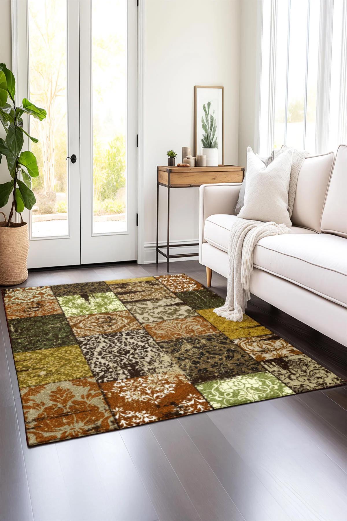Comotex Krem 7 mm Polyester Antibakteriyel Yıkanabilir Kalın Kaymaz Taban Dikdörtgen Makine Dokuma Salon Halısı 100x650 cm