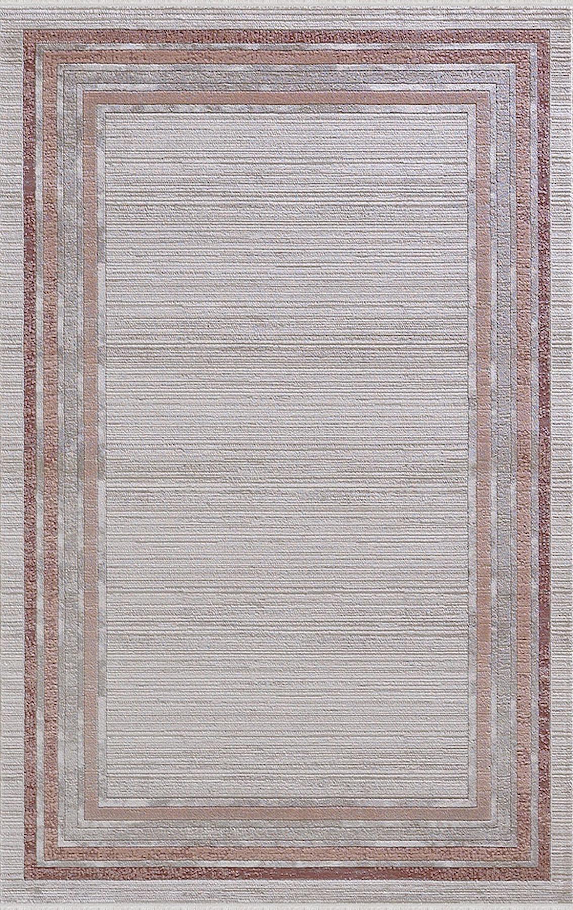 Merinos Diyez 34930 Kırmızı-Krem 9 mm Akrilik Yıkanabilir İnce Kaymaz Dikdörtgen Makine Dokuma Salon Halısı 140x200 cm