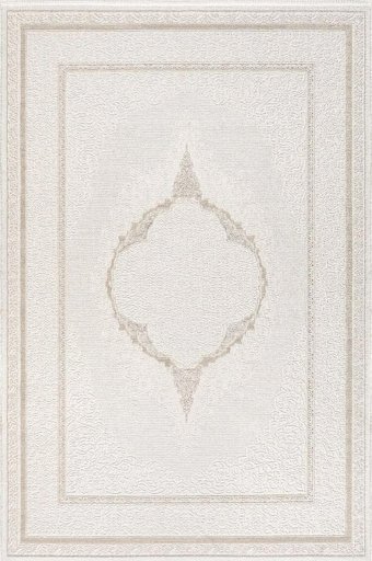 Sanat Halı Hera 3588 Krem 7 mm Pamuk Antibakteriyel Yıkanabilir Kalın Kaymaz Lateks Taban Dikdörtgen Makine Dokuma Salon Halısı 100x200 cm