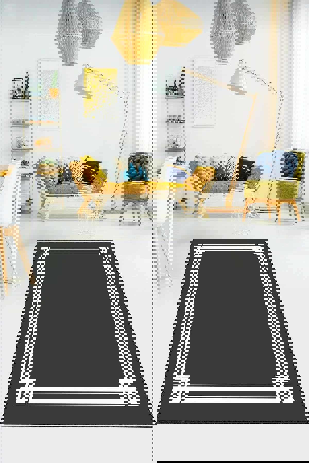 Viva Home TL001 Antrasit 7 mm Mikropolyester Yıkanabilir İnce Kaymaz Jüt Taban Dikdörtgen Makine Dokuma Salon Halısı 200x290 cm