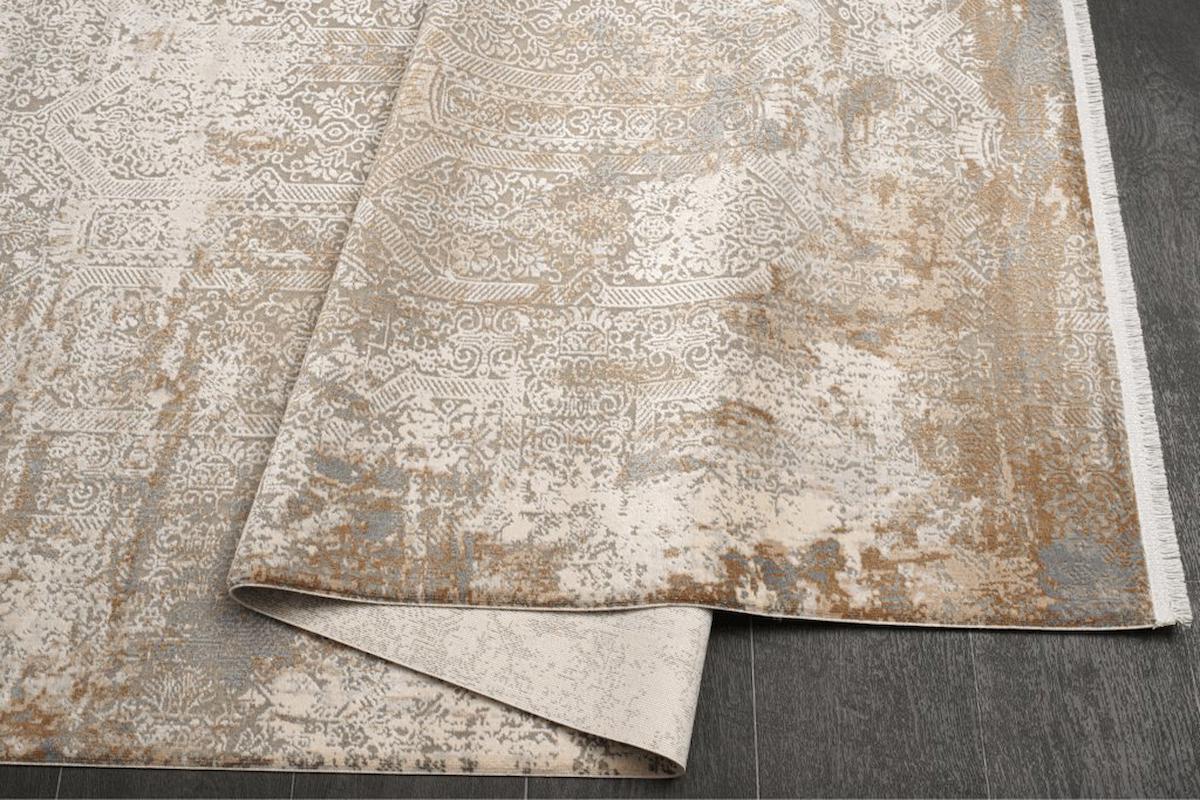 Kreasyon Halı Biblos 9311 Krem 8 mm Akrilik Yıkanabilir Kalın Pamuk Taban Dikdörtgen Makine Dokuma Salon Halısı 125x200 cm