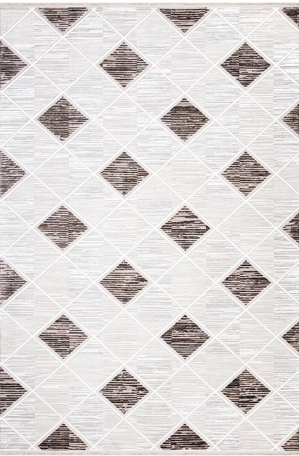 İpek Mekik Halı Gordion 16155 Gri 8 mm Polyester Toz Tutmaz Yıkanabilir Orta Kaymaz Pamuk Taban Dikdörtgen Makine Dokuma Antre-Çocuk Odası-Salon-Yatak Odası Halısı 180x350 cm
