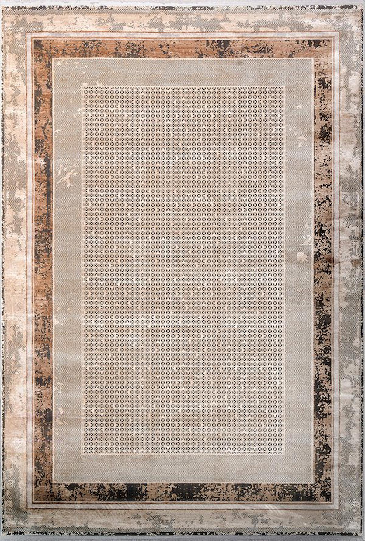 Kreasyon Halı Gallery 1162 Krem Akrilik Yıkanabilir Kalın Pamuk Taban Dikdörtgen Makine Dokuma Salon Halısı 150x233 cm