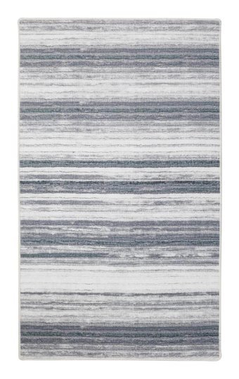 Dijidekor 9026 Gri 7 mm Polyester Yıkanabilir Orta Kaymaz Dot Taban Dikdörtgen Makine Dokuma Oturma Odası Halısı 100x150 cm