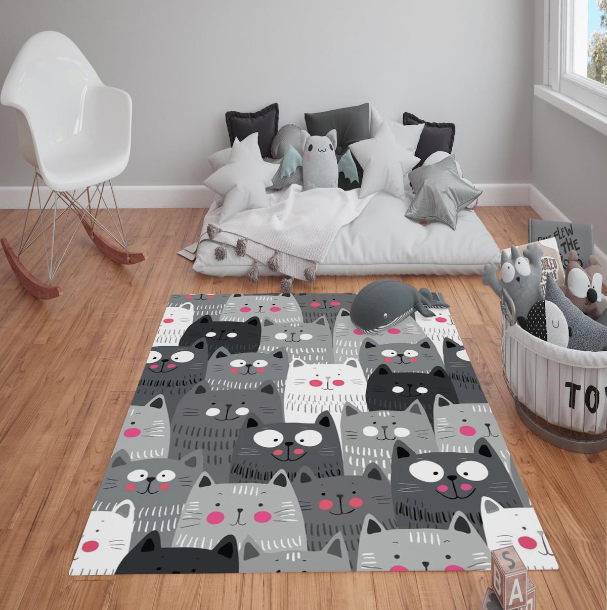 Doruklar Home Collection Çok Renkli 0.7 mm Polyester Antibakteriyel Yıkanabilir Kalın Kaymaz Taban Dikdörtgen Makine Dokuma Çocuk Odası Halısı 160x235 cm