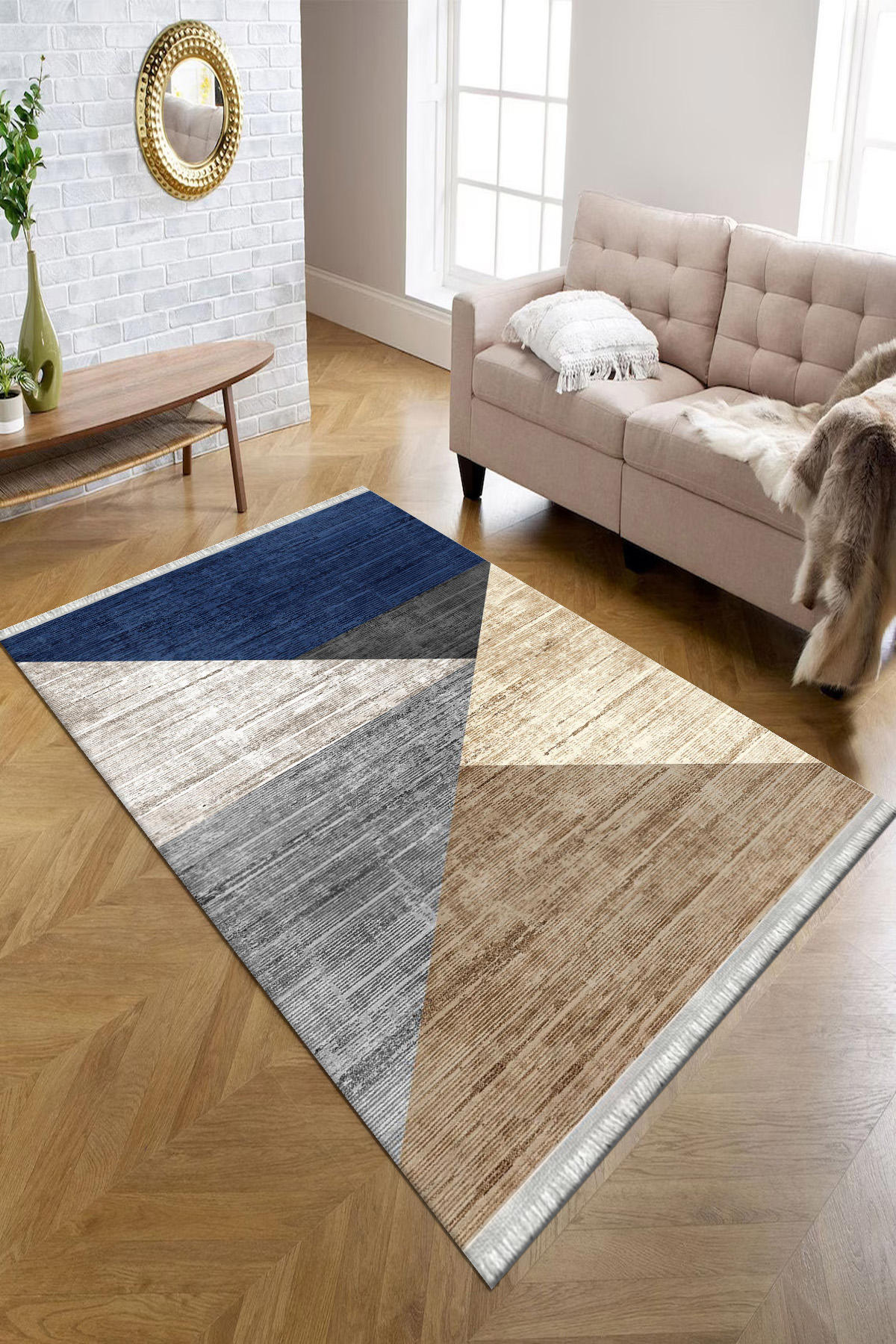 Kreatif Halı Kahverengi 4 mm Polyester Antibakteriyel Yıkanabilir İnce Kaymaz Dikdörtgen Makine Dokuma Balkon Halısı 80x200 cm