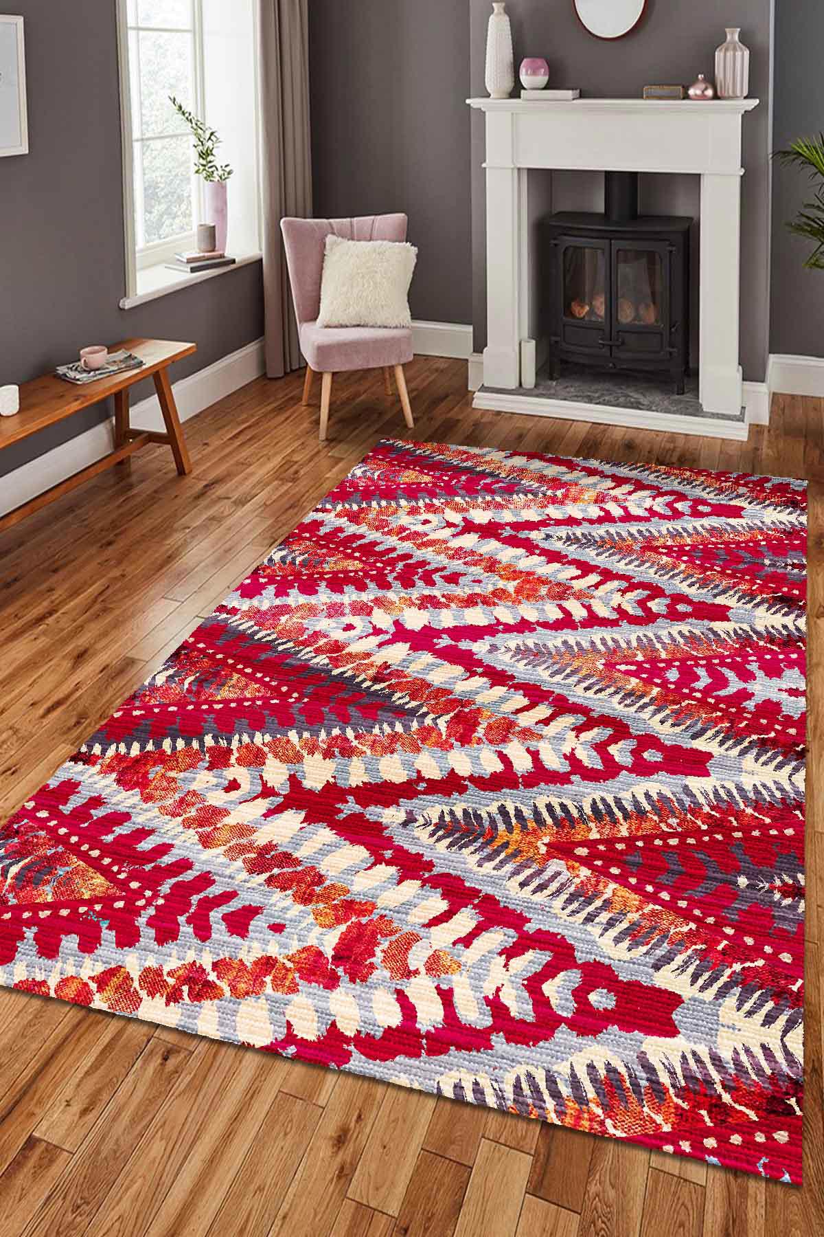 Aida Home Lole Krem 0.5 mm Pamuk Yıkanabilir İnce Kaymaz Jüt Taban Dikdörtgen Makine Dokuma Salon Halısı 120x400 cm