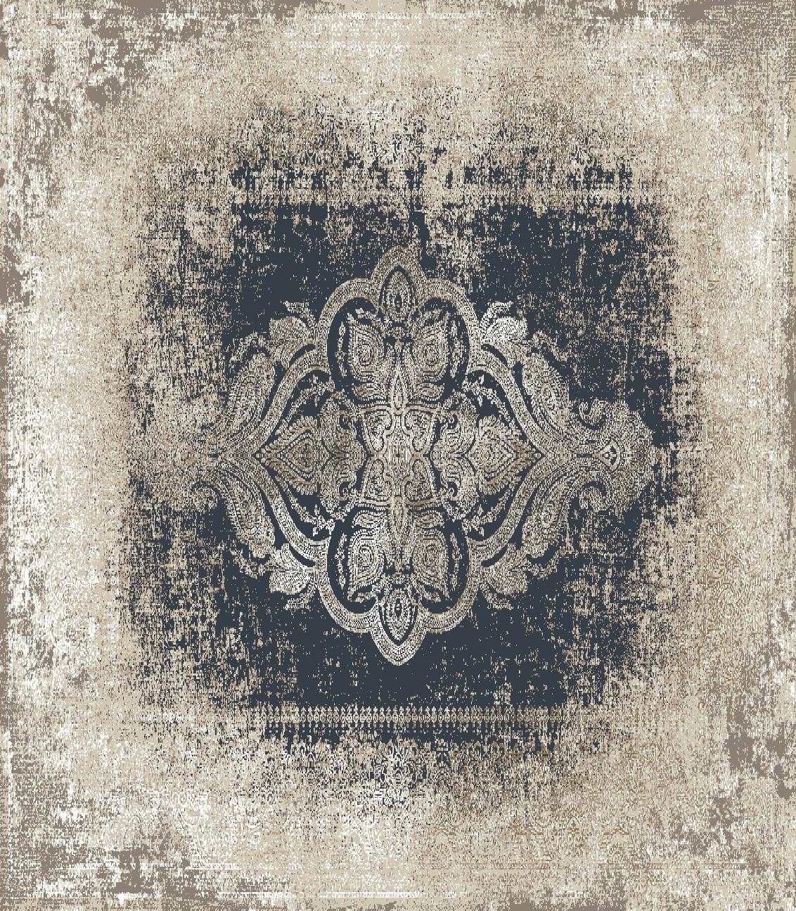 Royal Halı Picasso PO05E Krem-Siyah 10 mm Akrilik Antibakteriyel Yıkanabilir Kalın Kaymaz Lateks Taban Dikdörtgen Makine Dokuma Salon Halısı 80x150 cm