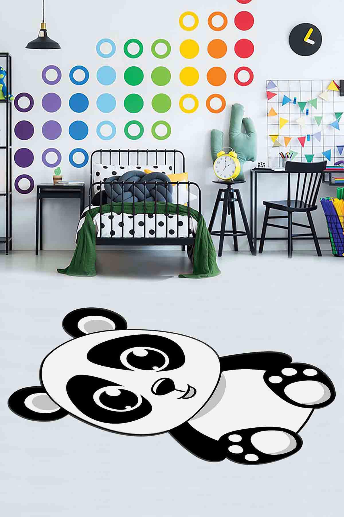 Homefesto Krem 5 mm Polyester Leke Tutmaz Yıkanabilir İnce Kaymaz Taban Hayvan Desenli Makine Dokuma Salon Halısı 80x300 cm
