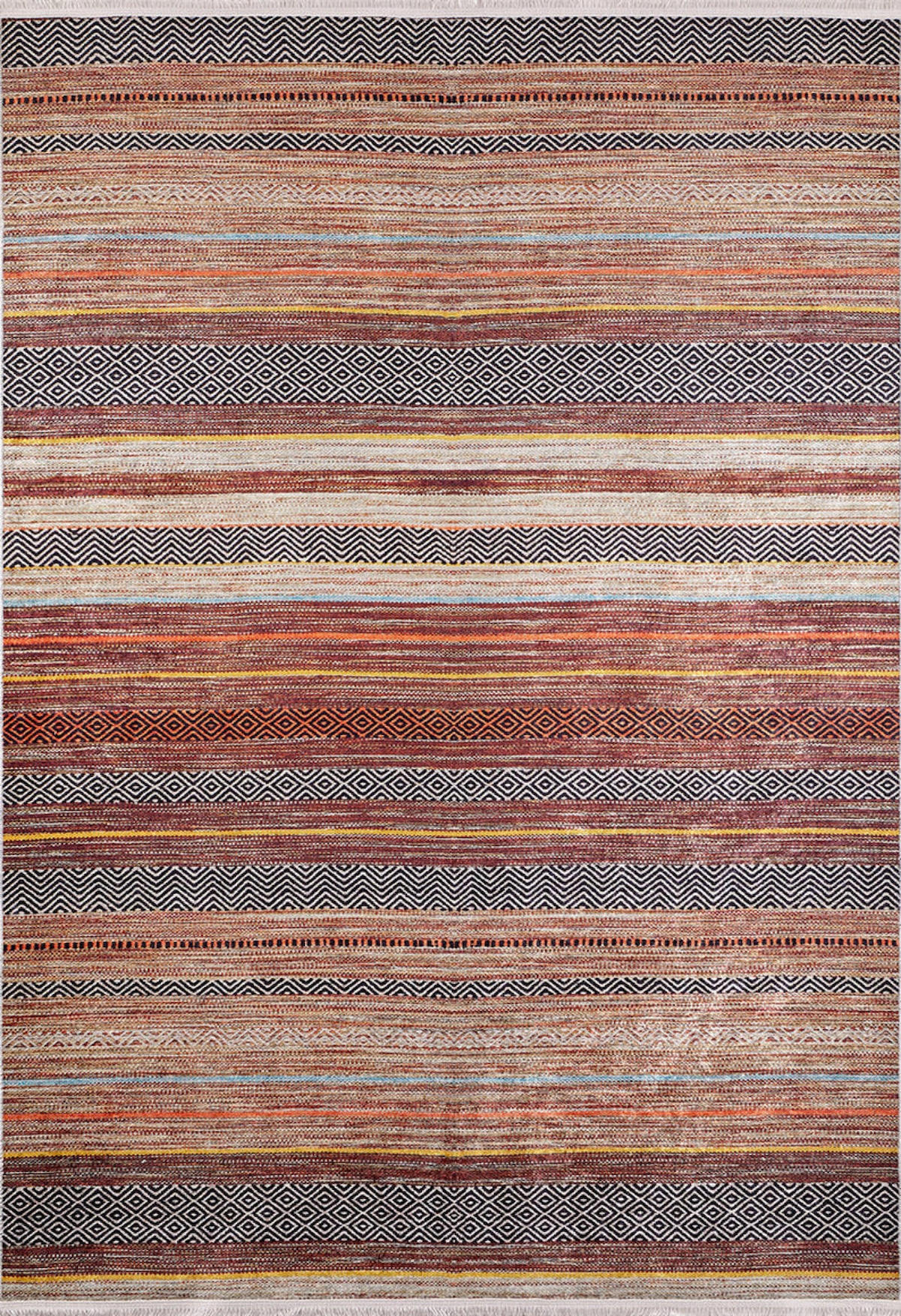 Bespoky Seversk Kahverengi 6 mm Pamuk Yıkanabilir İnce Kaymaz Jüt Taban Dikdörtgen Makine Dokuma Salon Halısı 160x230 cm