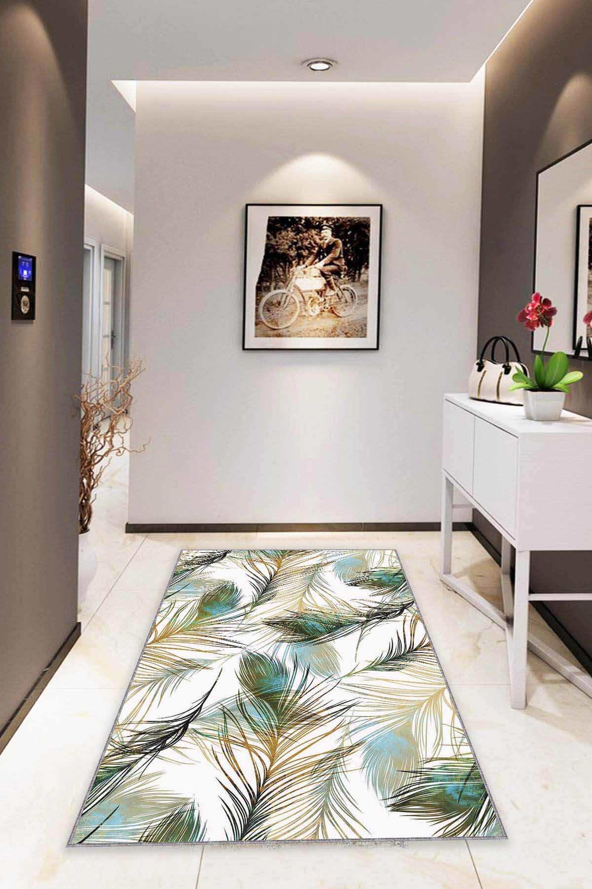 Viva Home RV349 Çok Renkli 7 mm Mikropolyester Koku Yapmaz-Leke Tutmaz-Toz Tutmaz Yıkanabilir İnce Kaymaz Dot Taban Dikdörtgen Makine Dokuma Antre-Oturma Odası-Salon-Yatak Odası Halısı 140x200 cm