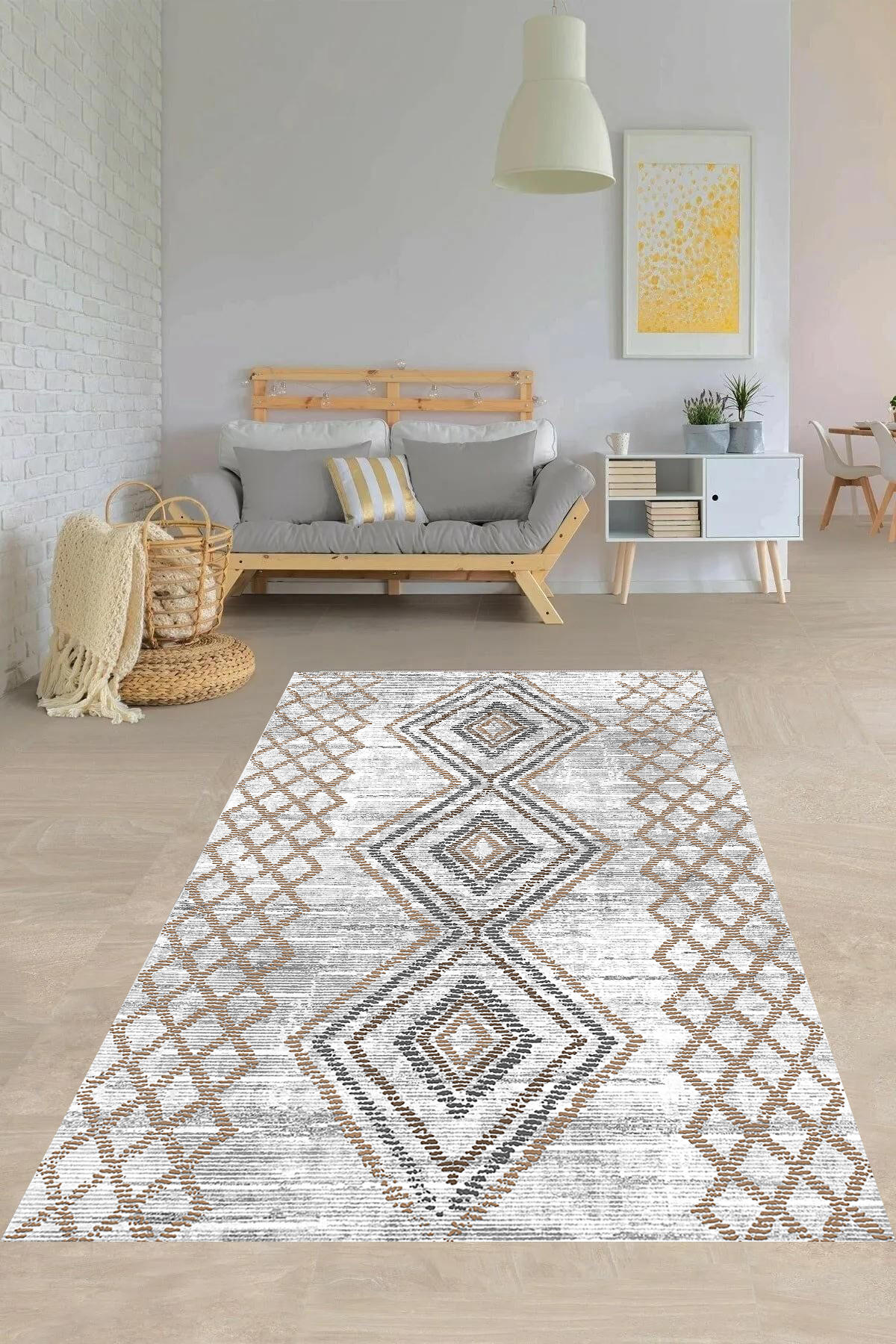 Aldora E4128 Çok Renkli 9 mm Deri Toz Tutmaz Yıkanabilir İnce Kaymaz Deri Taban Dikdörtgen Makine Dokuma Salon Halısı 80x150 cm