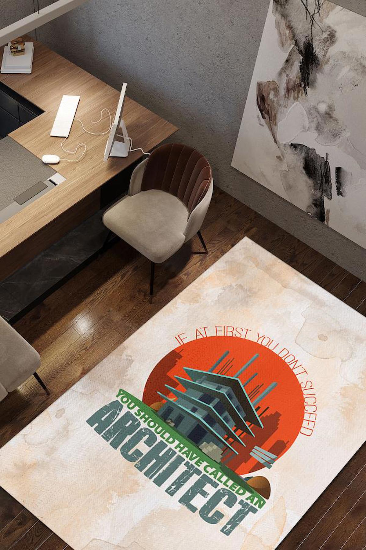Homshtag Önce Mimarı Ara Çok Renkli 4 mm Pamuk Antistatik Yıkanabilir İnce Kaymaz Dikdörtgen Makine Dokuma Ofis Halısı 140x200 cm