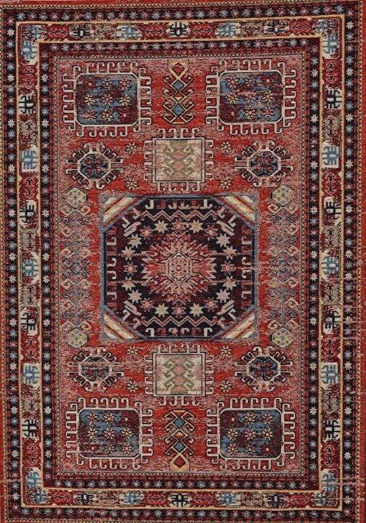 Gümüşsuyu Deco Anatolia 15911 Çok Renkli 6 mm Pamuk Toz Tutmaz Yıkanabilir İnce Kaymaz Dikdörtgen Makine Dokuma Salon Halısı 140x200 cm