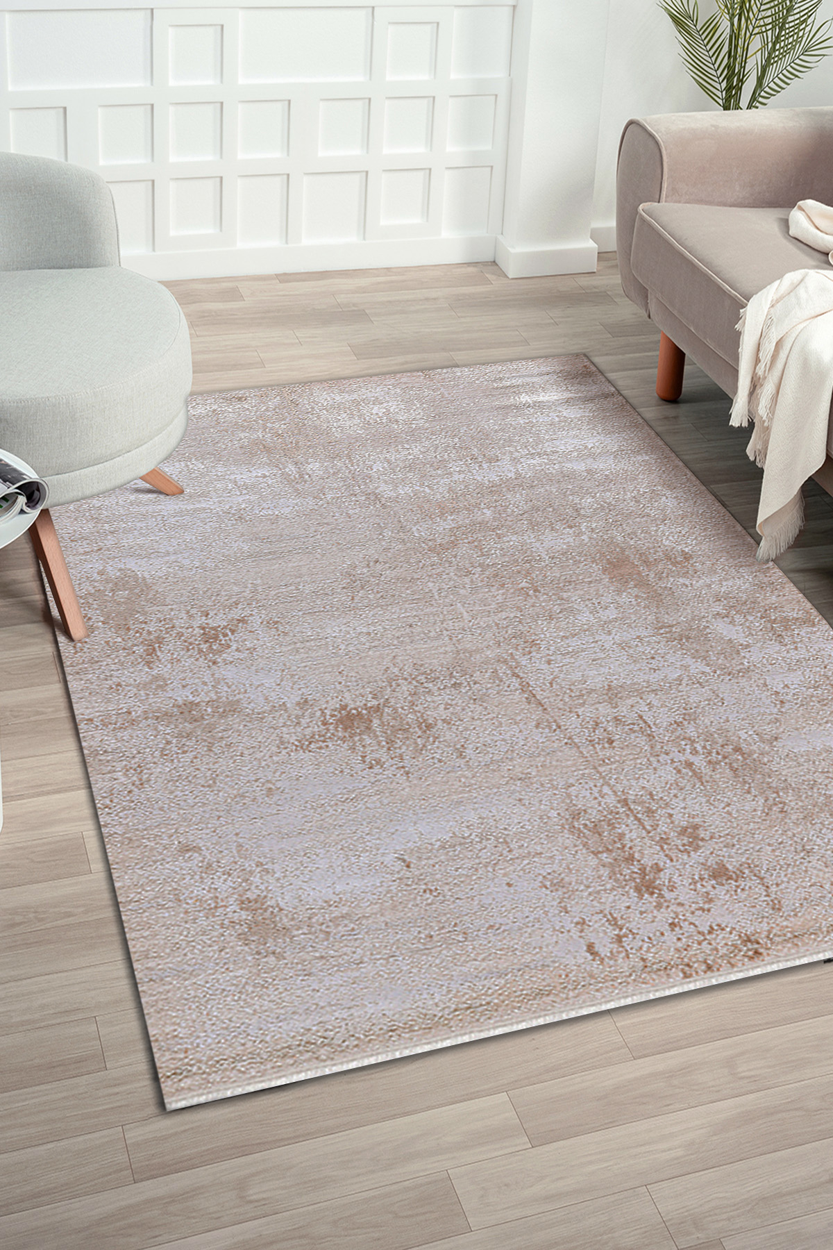 Konfor Halı Mirissa 9403 Krem 10 mm Akrilik Yıkanabilir Kalın Dot Taban Dikdörtgen Makine Dokuma Salon Halısı 80x150 cm