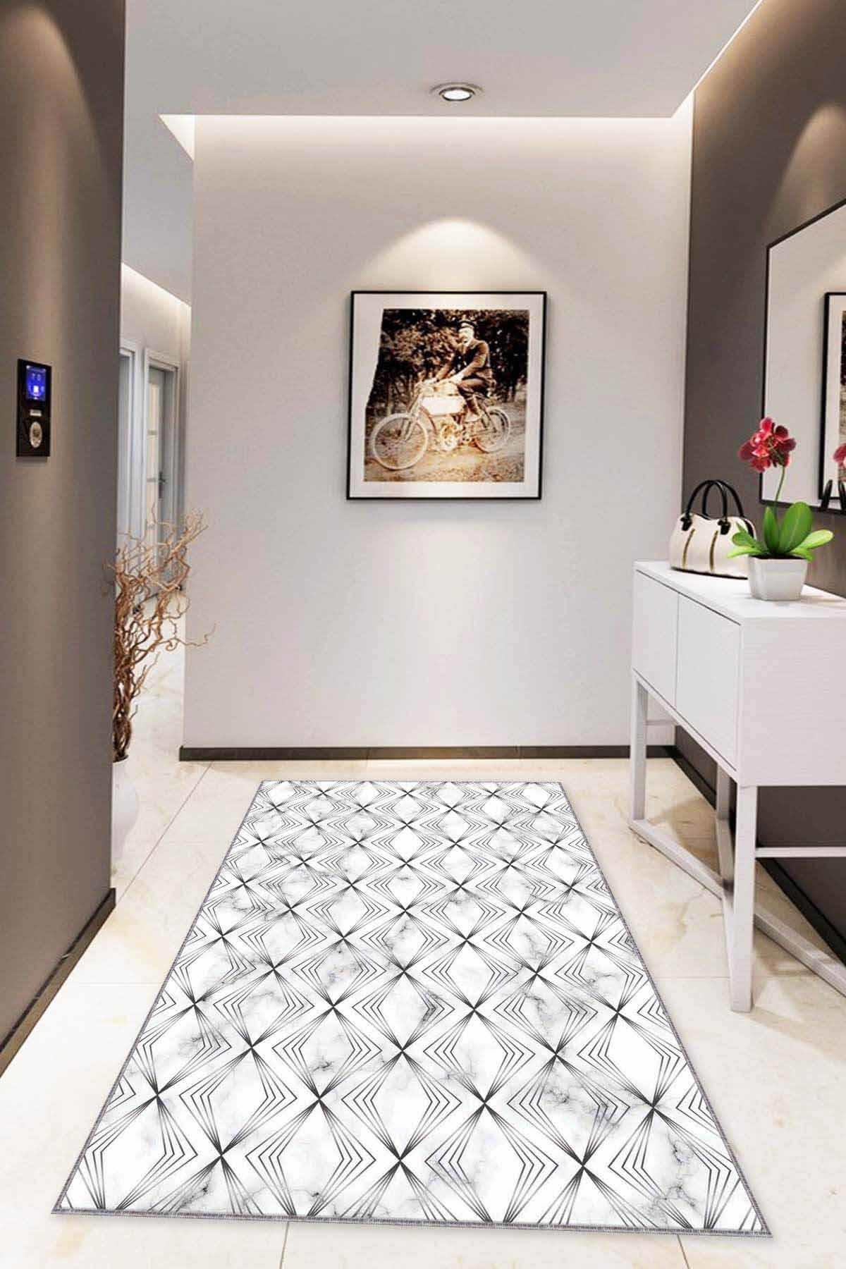 Viva Home RV019 Gri 7 mm Mikropolyester Antibakteriyel Yıkanabilir Kalın Kaymaz Lateks Taban Dikdörtgen Makine Dokuma Salon Halısı 150x230 cm