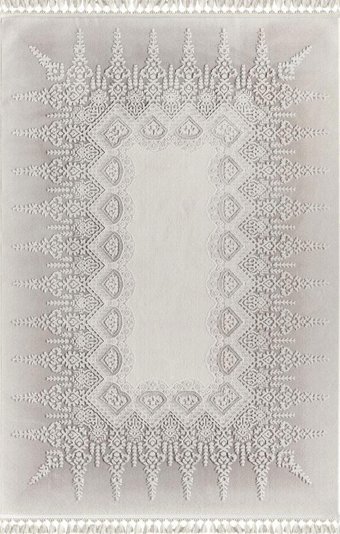 Sanat Halı Delüks 7023 Krem 7 mm Akrilik Yıkanabilir Kalın Kaymaz Lateks Taban Dikdörtgen Makine Dokuma Salon Halısı 160x230 cm