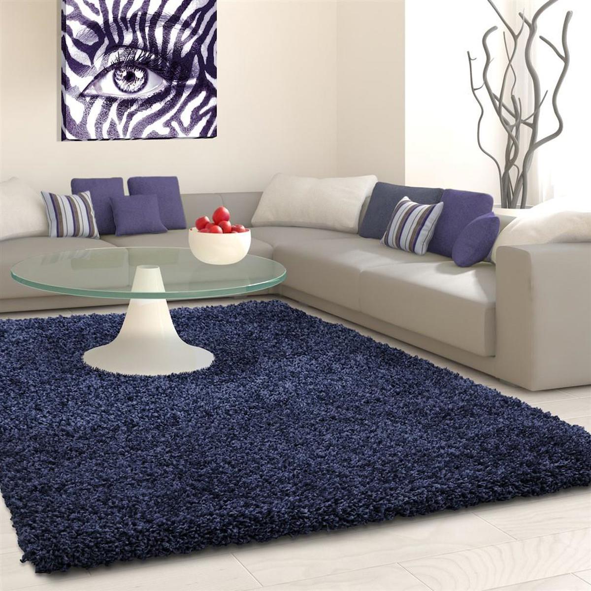 Red Halı Lacivert 30 mm Polipropilen Toz Tutmaz Yıkanabilir Kalın Kaymaz Dikdörtgen Makine Dokuma Salon Halısı 100x300 cm