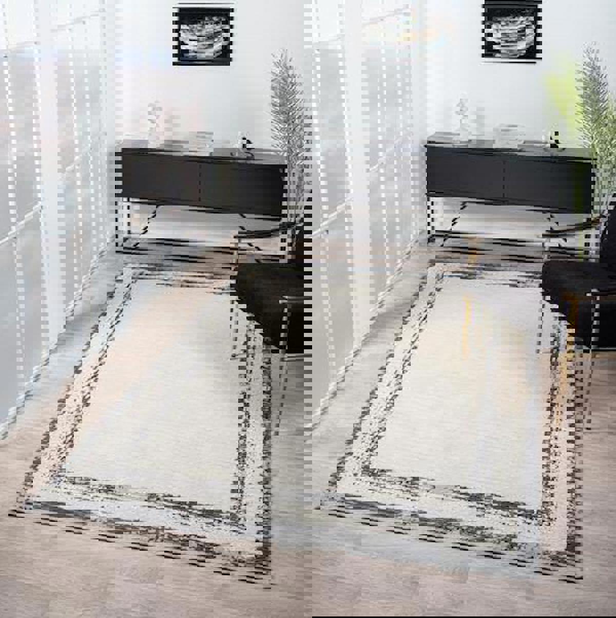 Çam Halı Mona VS004G Antrasit 11 mm Polyester Silinebilir Yıkanabilir Orta Dikdörtgen Makine Dokuma Salon Halısı 240x300 cm