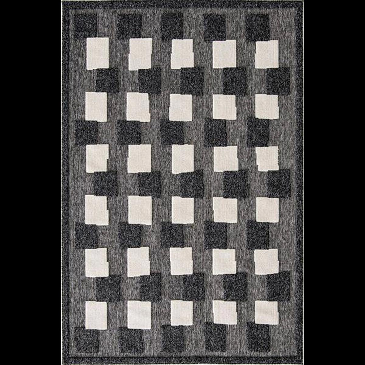 Hoom Rugs Togo 7513 Antrasit 3 mm Polipropilen Antialerjenik İnce Kaymaz Jüt Taban Dikdörtgen Makine Dokuma Salon Halısı 40x60 cm