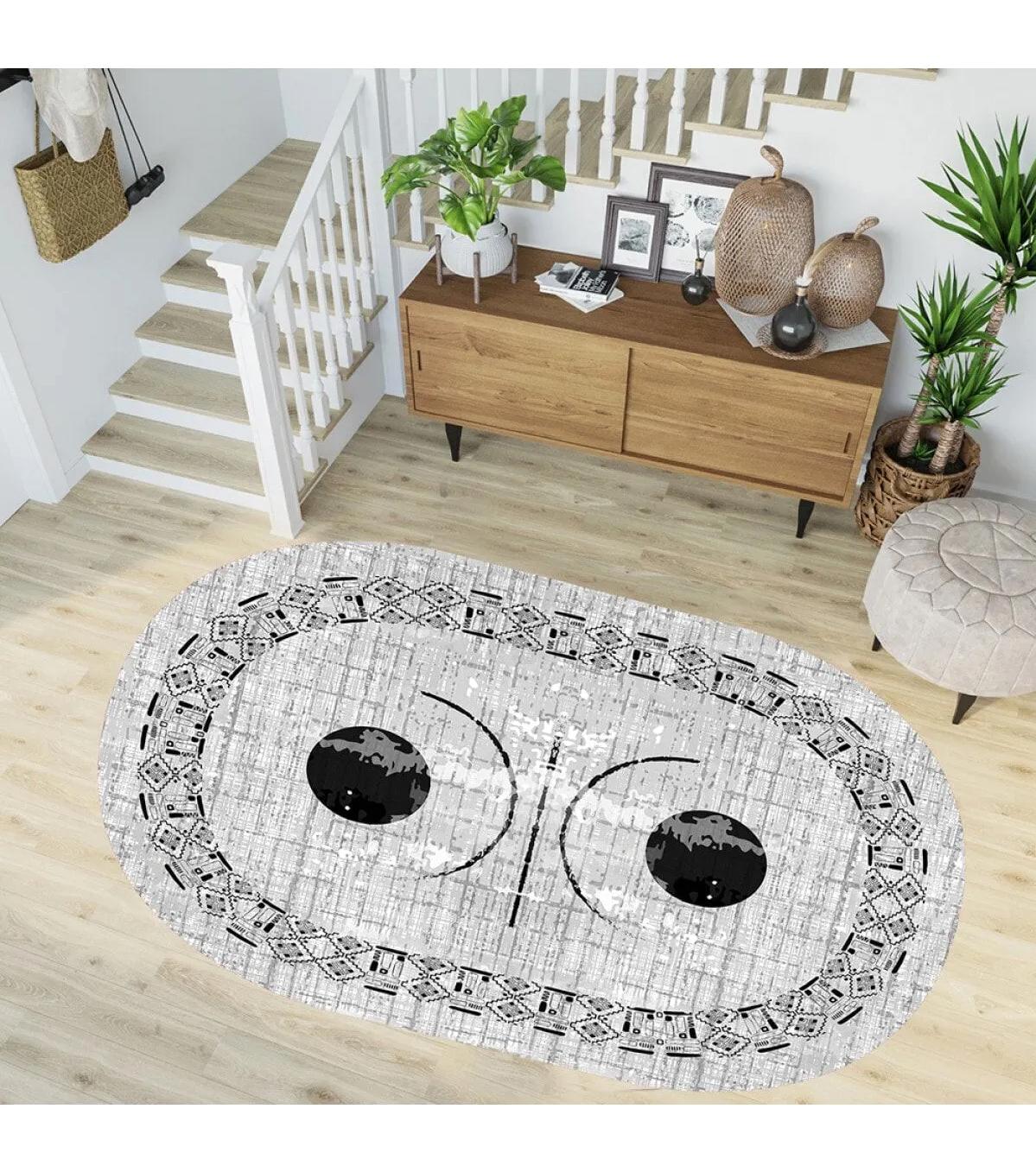 Rovigo Home RVG7243-SD1069 Gri 8 mm Polyester Yıkanabilir Orta Kaymaz Dot Taban Dikdörtgen Makine Dokuma Salon Halısı 120x180 cm