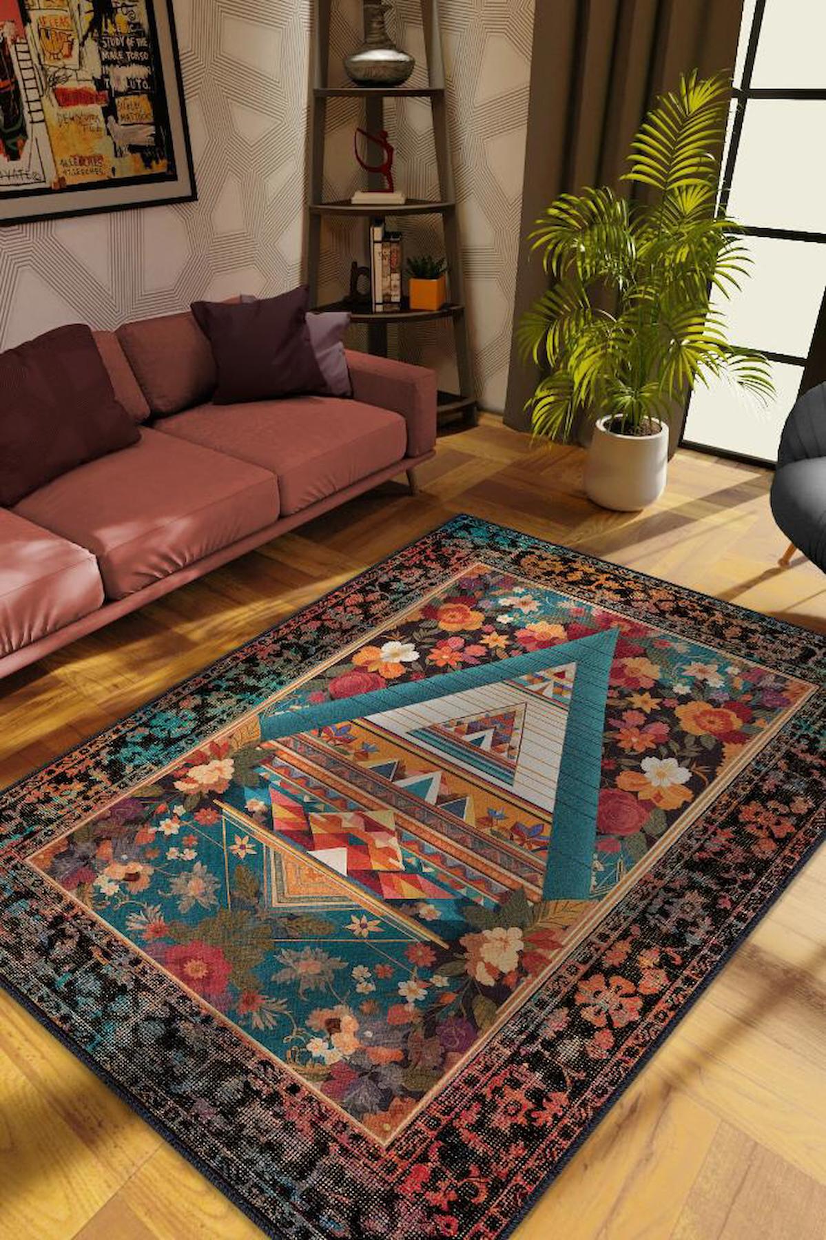 Homshtag Krem 4 mm Pamuk Antistatik Yıkanabilir İnce Kaymaz Dikdörtgen Makine Dokuma Salon Halısı 150x150 cm
