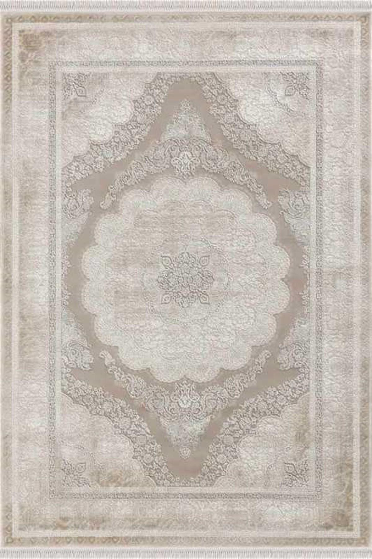 Merinos Rodin 19773 Vizon 8 mm Akrilik Toz Tutmaz Yıkanabilir Kalın Kaymaz Dikdörtgen Makine Dokuma Salon Halısı 80x500 cm