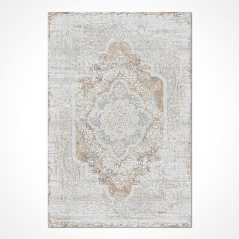 Crea Halı Milad MD003 Krem 7.5 mm Akrilik-Viskon Toz Tutmaz Yıkanabilir Orta Pamuk Taban Dikdörtgen Makine Dokuma Salon Halısı 160x250 cm