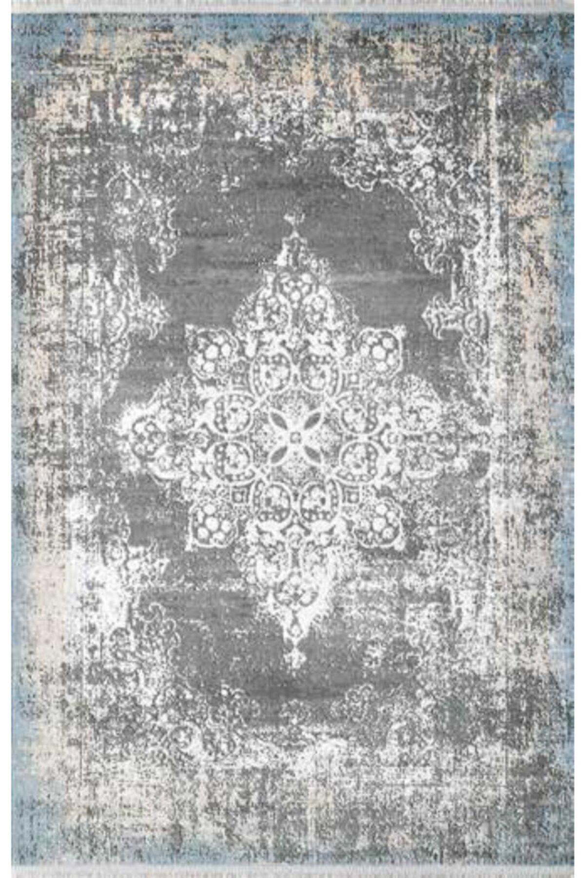 Atlas Halı Mood MD03E Çok Renkli 10 mm Viskon Yıkanabilir İnce Kaymaz Jüt Taban Dikdörtgen Makine Dokuma Salon Halısı 100x150 cm