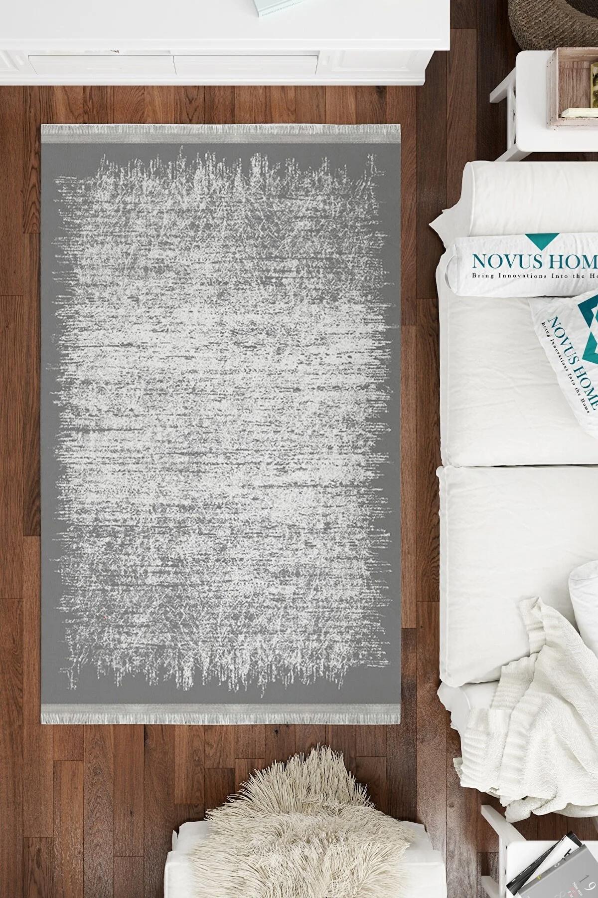 Novus Home Verona Serisi Krem 6 mm Polyester Antibakteriyel-Toz Tutmaz-Yalıtıma Yardımcı Yıkanabilir İnce Kaymaz Taban Dikdörtgen Makine Dokuma Antre-Salon-Yatak Odası Halısı 80x400 cm