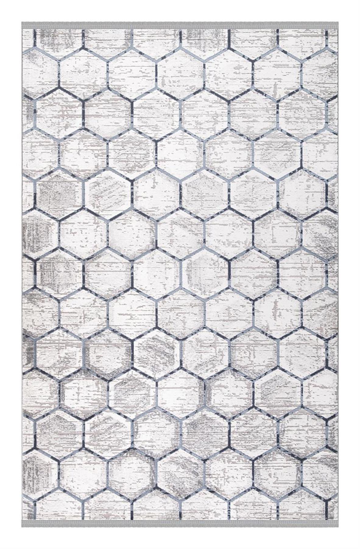 İpek Mekik Halı Anisa 15958 Mavi 10 mm Akrilik Yıkanabilir Orta Kaymaz Jüt Taban Dikdörtgen Makine Dokuma Antre-Çocuk Odası-Salon-Yatak Odası Halısı 200x300 cm