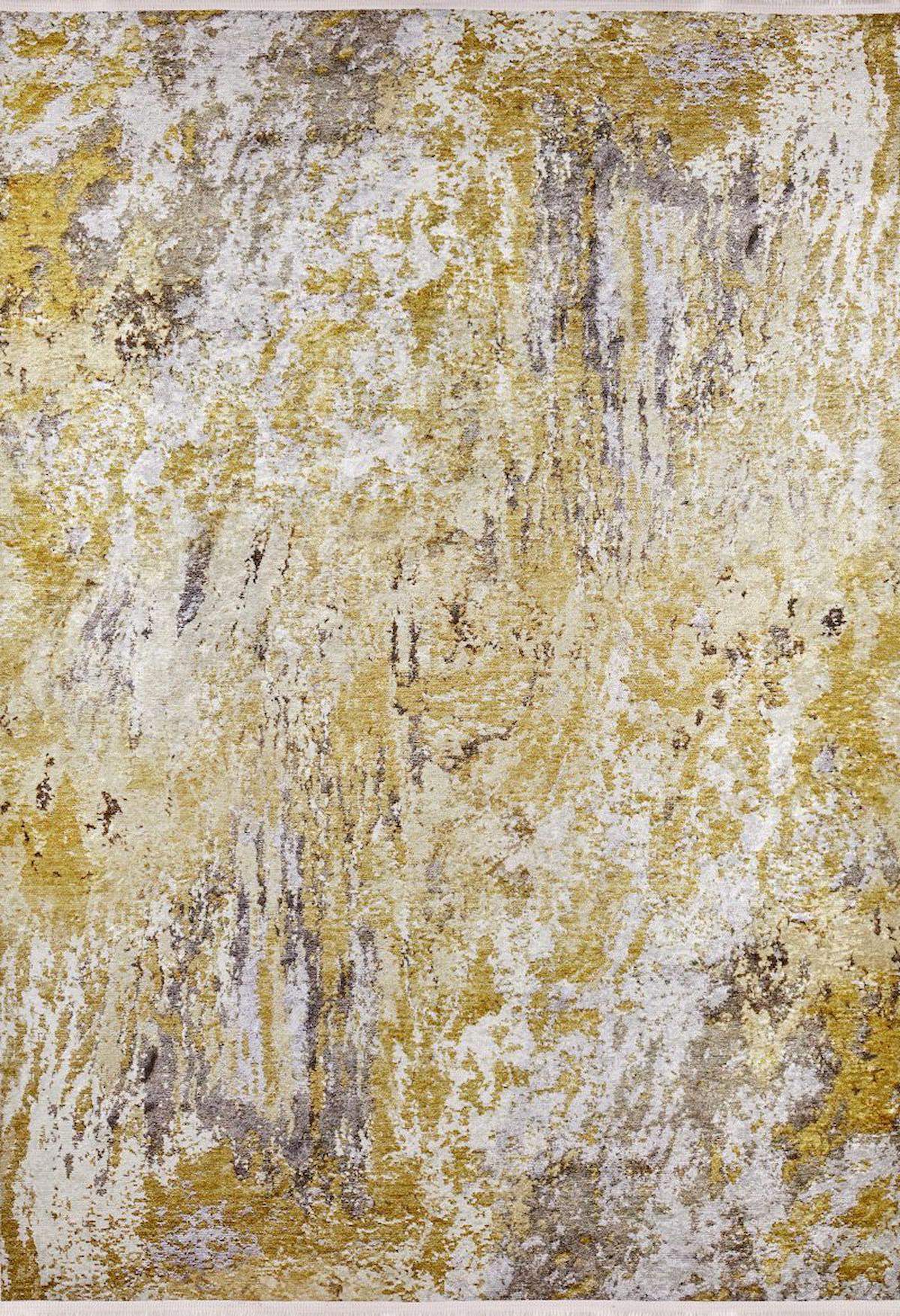 Halı Atölyesi HA147 Sarı 5 mm Pamuk Yıkanabilir İnce Kaymaz Taban Dikdörtgen Makine Dokuma Salon Halısı 160x230 cm