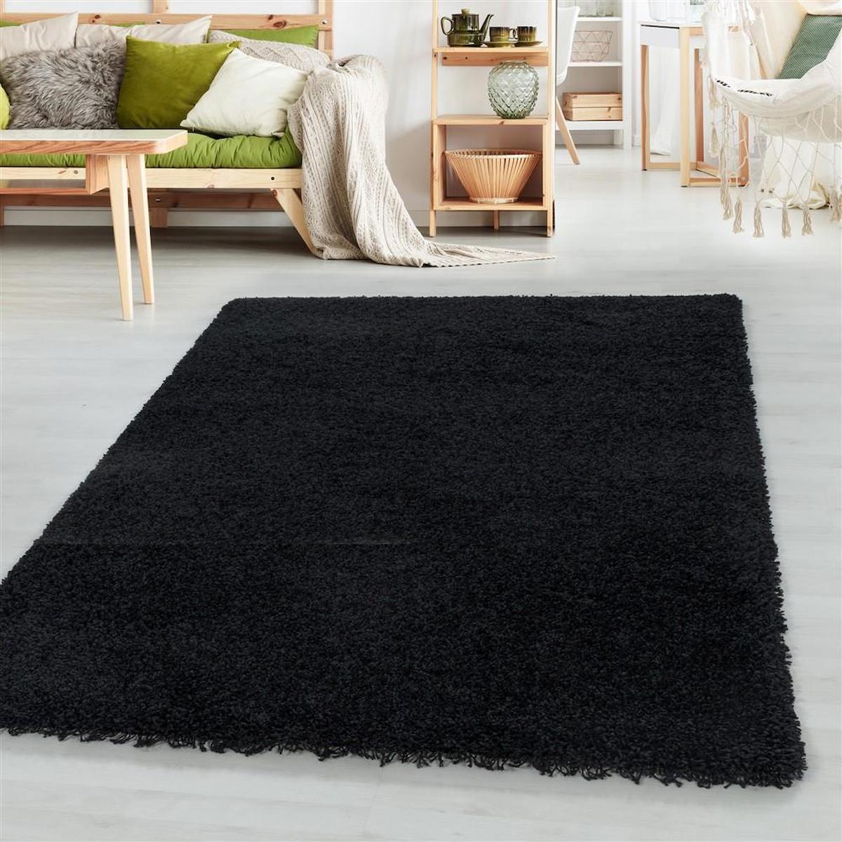 Red Halı Siyah 30 mm Polipropilen Toz Tutmaz Yıkanabilir Kalın Kaymaz Dikdörtgen Makine Dokuma Salon Halısı 140x200 cm