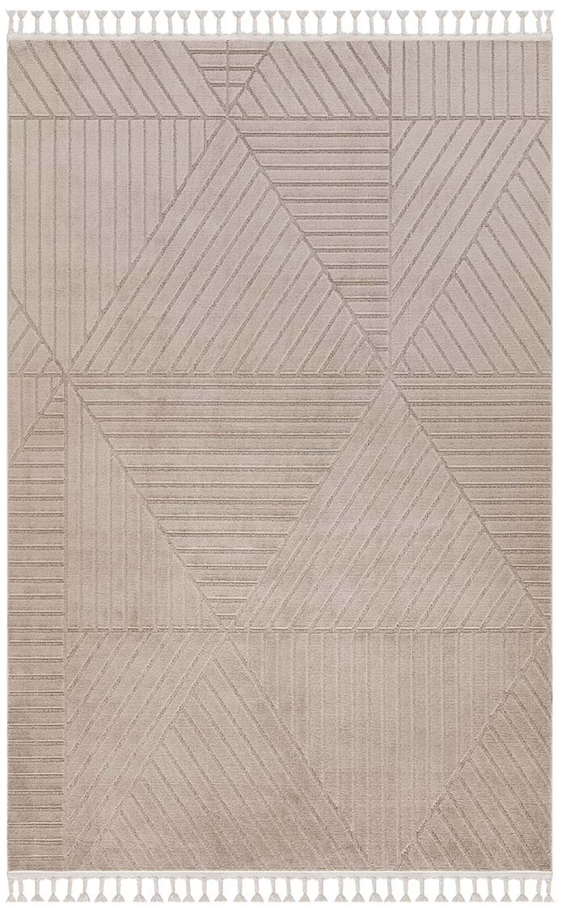 İpek Mekik Halı Shazam 2354A Krem 10 mm Polyester Yıkanabilir Orta Kaymaz Pamuk Taban Geometrik Dikdörtgen Makine Dokuma Antre-Çocuk Odası-Salon-Yatak Odası Halısı 120x180 cm