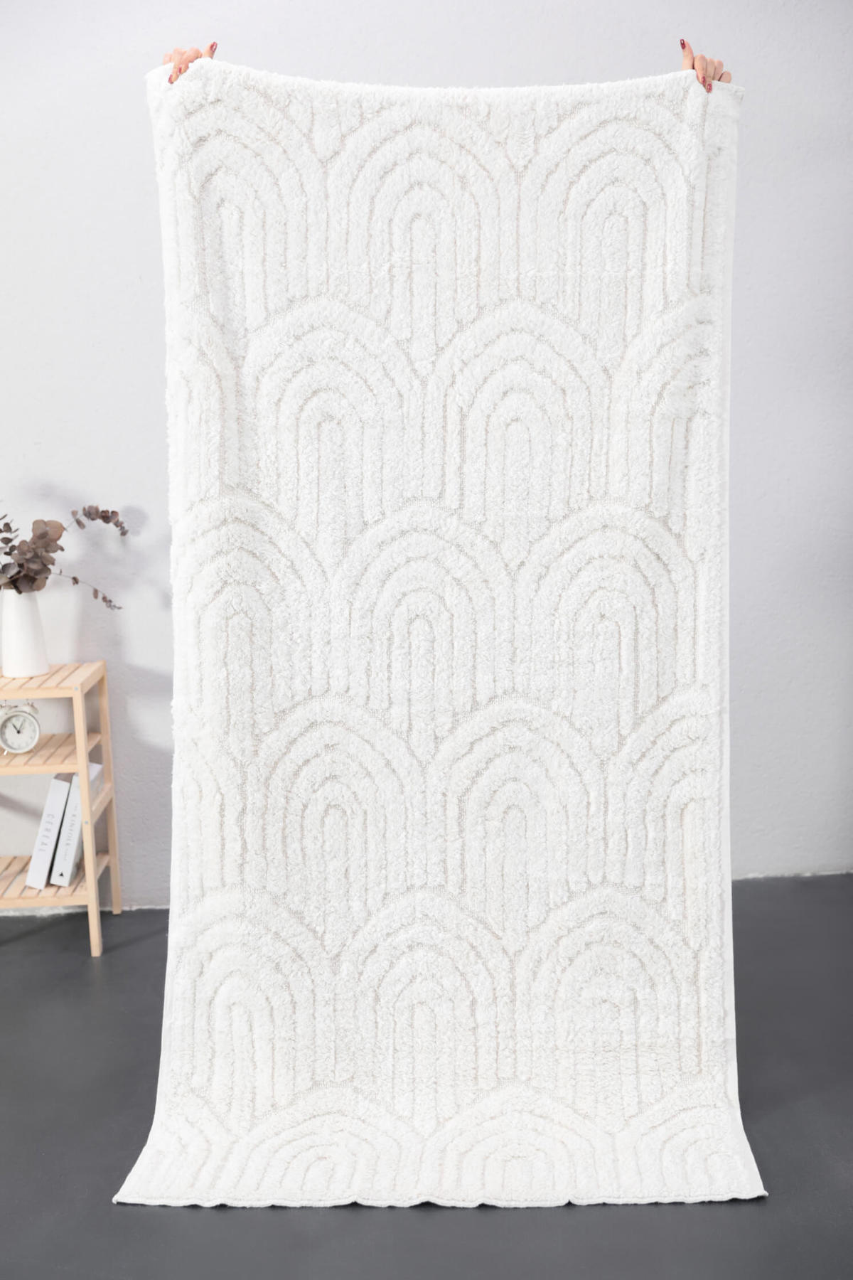 Favora Tina Krem Pamuk Yıkanabilir İnce Dikdörtgen Tufting Antre-Oturma Odası-Salon-Yatak Odası Halısı 100x300 cm