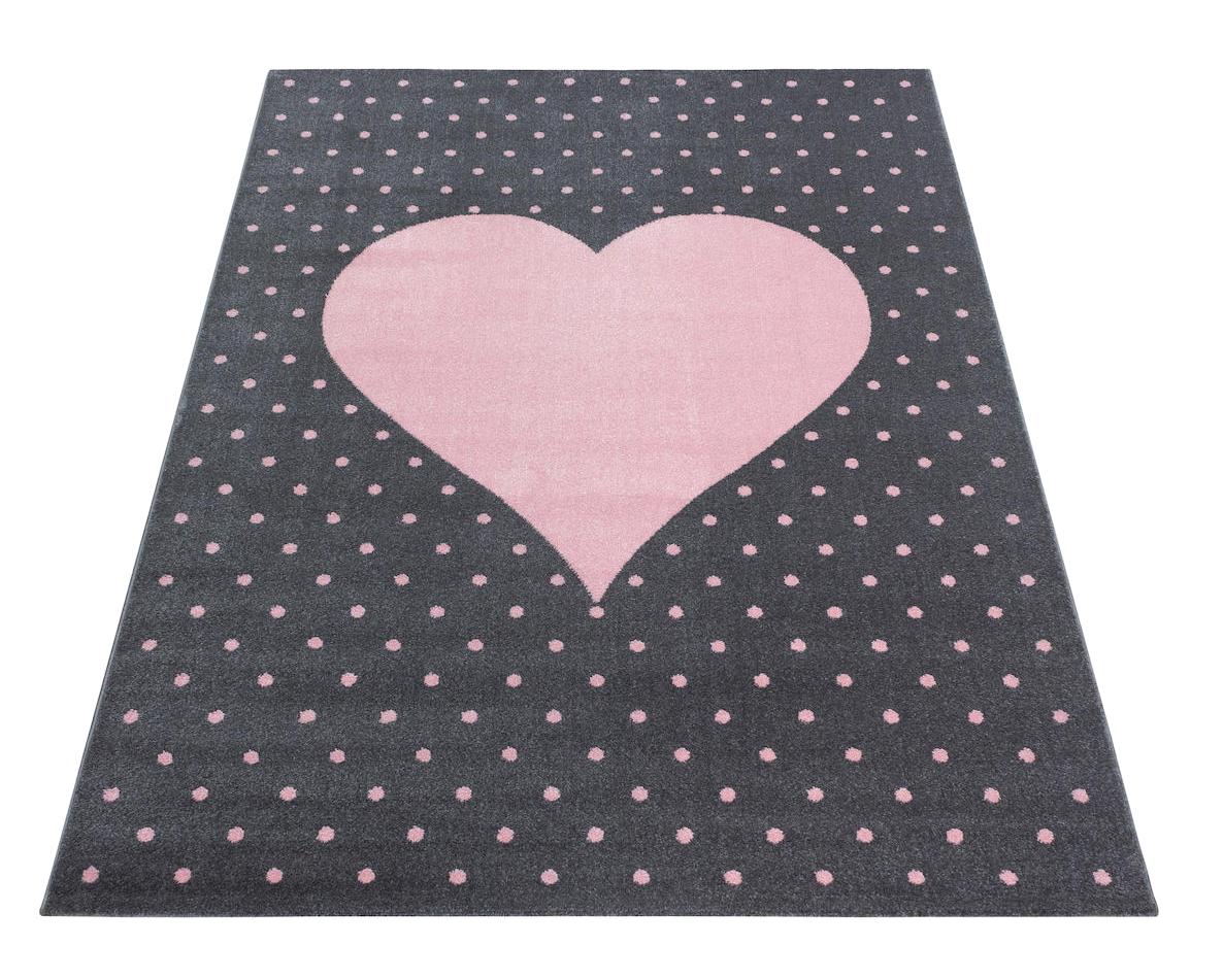 Wide Shop Pembe 7 mm Polipropilen Yıkanabilir Geometrik Dikdörtgen Makine Dokuma Çocuk Odası Halısı 120x200 cm