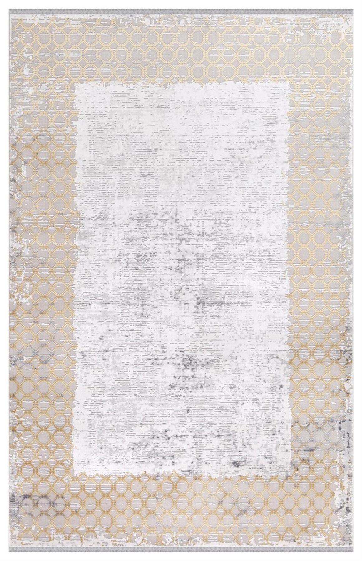 İpek Mekik Halı Roxanne 17167 Gri 8 mm Akrilik Yıkanabilir İnce Kaymaz Pamuk Taban Dikdörtgen Makine Dokuma Antre-Çocuk Odası-Salon-Yatak Odası Halısı 100x250 cm