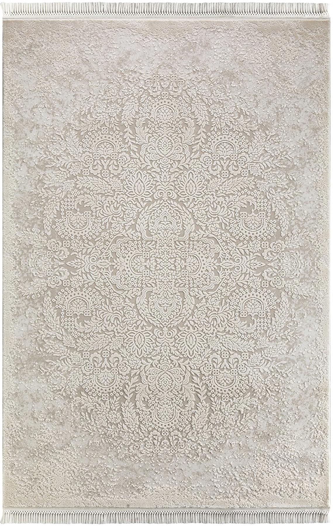 Flora Halı Ayşıl 1861 Krem 11 mm Akrilik-Bambu Silinebilir Yıkanabilir Dikdörtgen Makine Dokuma Salon Halısı 160x230 cm