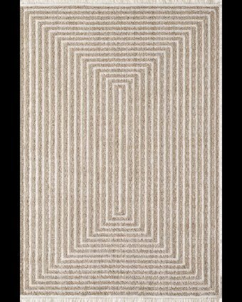 Royal Halı Jutty JU00A Krem 9 mm Polyester Toz Tutmaz Yıkanabilir Kalın Kaymaz Lateks Taban Dikdörtgen Makine Dokuma Salon Halısı 100x300 cm