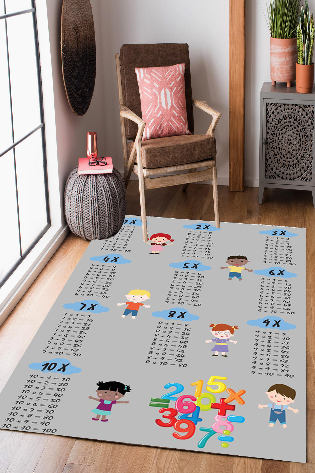 Homier Collection H-CK-10006A Çok Renkli 7 mm Pamuk Antibakteriyel Yıkanabilir Orta Kaymaz Dot Taban Dikdörtgen Makine Dokuma Çocuk Odası Halısı 100x300 cm