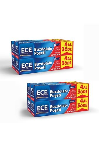 Ece Büyük Buz Dolabı Poşeti 8x15 Adet
