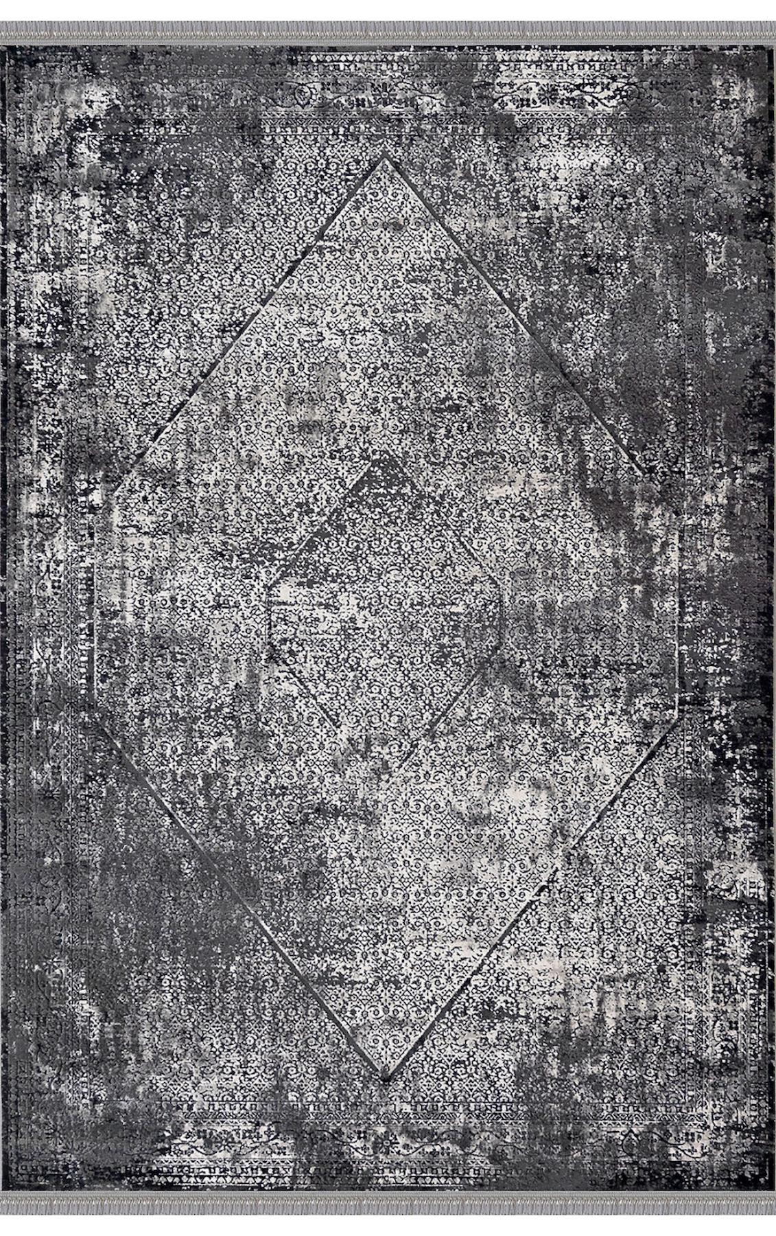 Dinarsu Arora 34679 Gri 11 mm Akrilik Silinebilir Yıkanabilir Orta Kaymaz Dikdörtgen Makine Dokuma Oturma Odası-Salon Halısı 200x300 cm