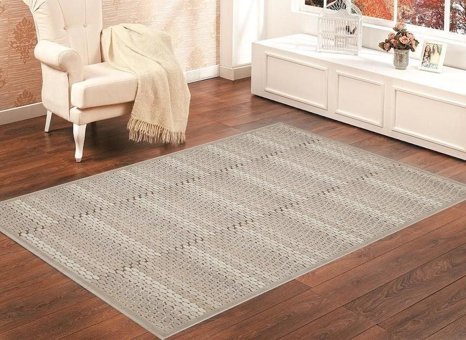 Giz Home Seychelles Bej-Kahverengi 12 mm Pamuk-Polyester Yıkanabilir Kalın Kaymaz Taban Dikdörtgen Makine Dokuma Salon Halısı 160x160 cm